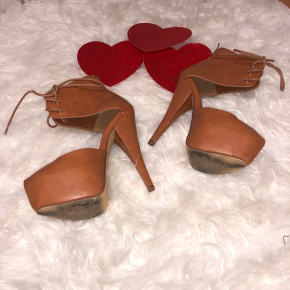 Tan Pointy Lace Up High Heels ✨ - Picture 7 of 15